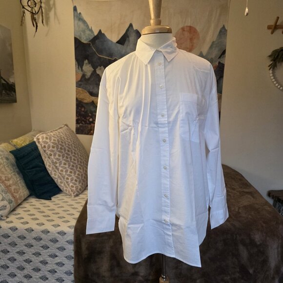 J.Crew Oversized White Button-Up Shirt NWT Size M - Picture 2 of 16